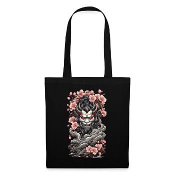 Kirschblüten Yokai Oni Vintage Japan - Stoffbeutel - Schwarz - Vorne