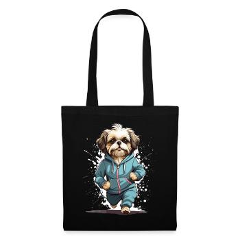 Shih Tzu Dog Streetwear Jogging Aesthetic Look - Tote Bag - black - Front