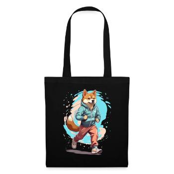 Shiba Dog Streetwear Jogging Aesthetic Style - Tote Bag - black - Front