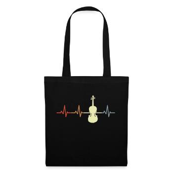 Battement de cœur ECG violon vintage - Sac en tissu - noir - Devant