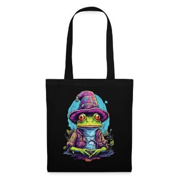 Grenouille mystique avec chapeau magique - Sac en tissu - noir - Devant