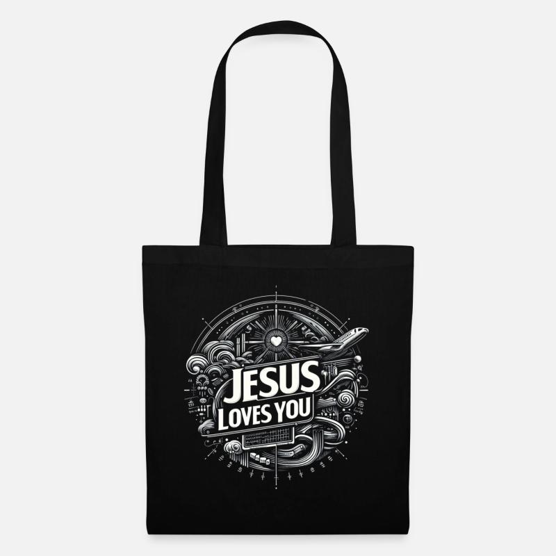 Jesus liebt dich – Kreisdesign - Stoffbeutel - Schwarz