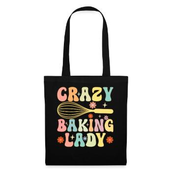 Crazy Baking Lady Groovy Baking Girl Chef Boulanger - Sac en tissu - noir - Devant