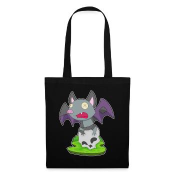 Chauve-souris Halloween crâne - Sac en tissu - noir - Devant