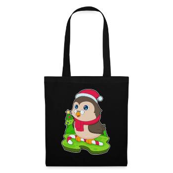 Hibou Noël Candy Cane - Sac en tissu - noir - Devant