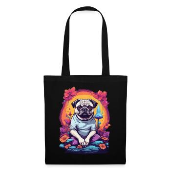 Pug Dog Festival de musique de champignons forestiers psychédéliques - Sac en tissu - noir - Devant