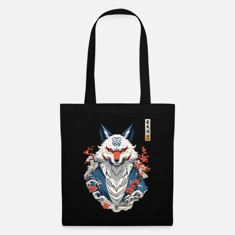 Kitsune Fuchsgeist Ästhetik Yokai Japan Kunst - Stoffbeutel - Schwarz