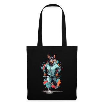 Doberman dog streetwear jogging aesthetic - Tote Bag - black - Front