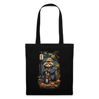 Raccoon Dog Japanese Sake Art Retro Style - Tote Bag - black - Front
