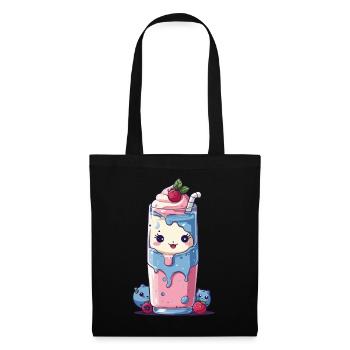 Myrtilles Milkshake Fun Kawaii Anime - Sac en tissu - noir - Devant