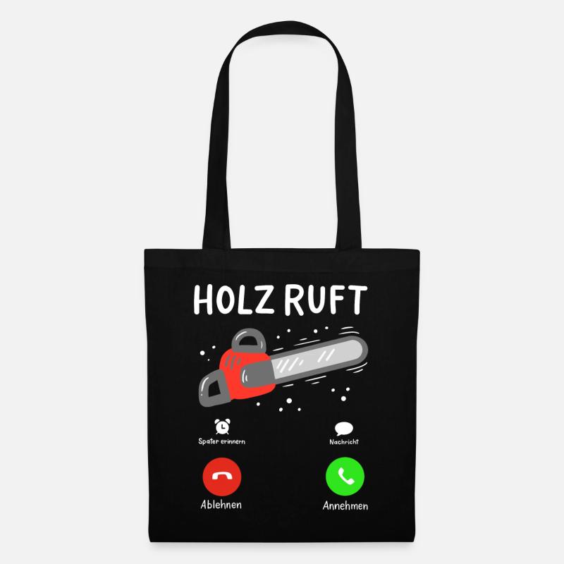 Holz Holzfäller - Stoffbeutel - Schwarz