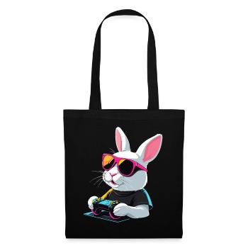 Osterhase Gamer Gaming Streetwear Ikonisches - Stoffbeutel - Schwarz - Vorne