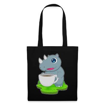 Nashorn Tasse Kaffee - Stoffbeutel - Schwarz - Vorne