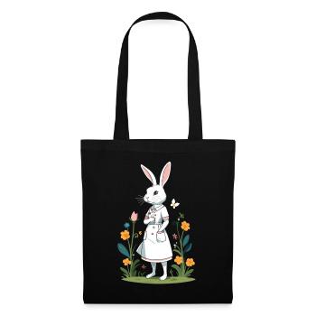 Infirmière lapin Lapin de Pâques Infirmière - Sac en tissu - noir - Devant