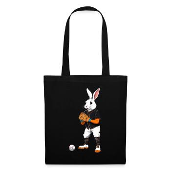 Baseballspieler Osterhase und Ostern Baseball im - Stoffbeutel - Schwarz - Vorne
