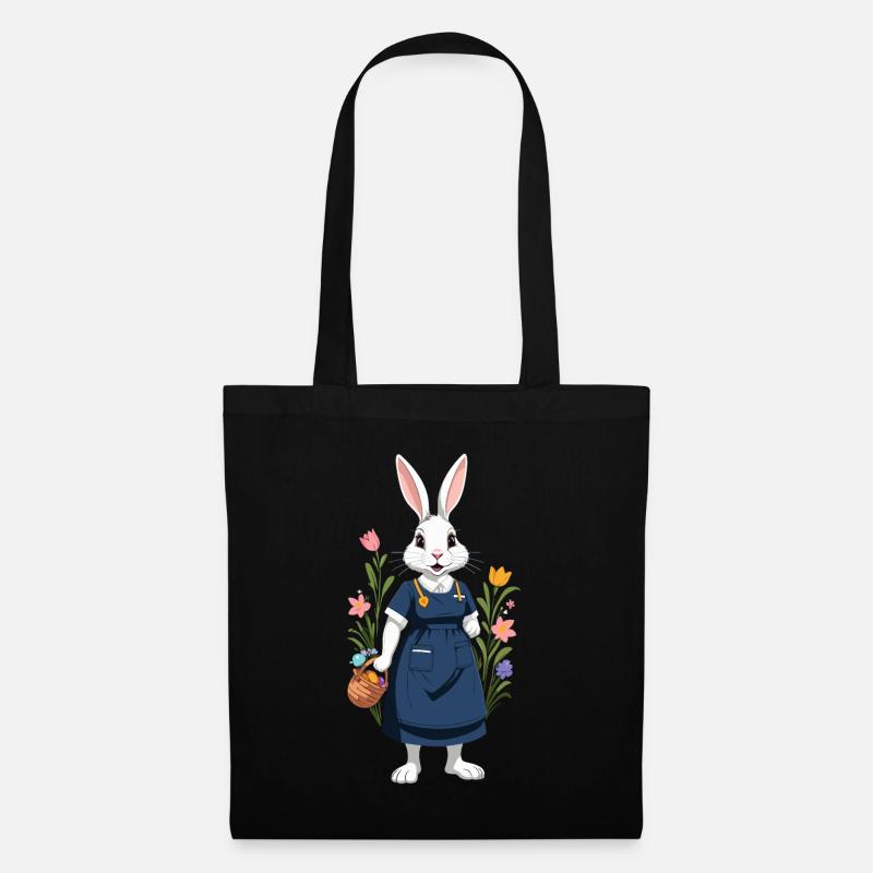 Krankenschwester Hase Osterhase Krankenpflegerin - Stoffbeutel - Schwarz