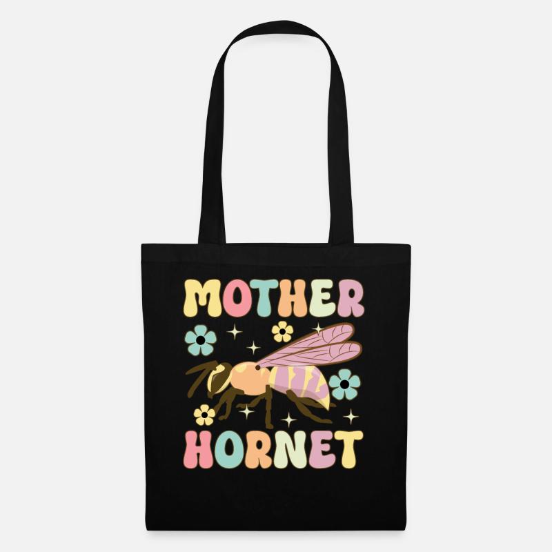 Mutter Hornisse Groovy Imker Mutter Bienenzucht Bi - Stoffbeutel - Schwarz