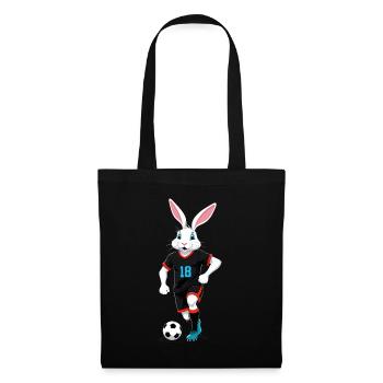 Osterhase Fußballspieler Ostern Fußball Design - Stoffbeutel - Schwarz - Vorne