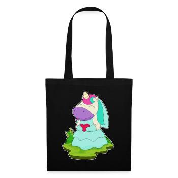 Einhorn Braut Herz Hochzeit - Stoffbeutel - Schwarz - Vorne