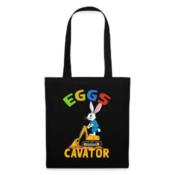 Lustiger Ostern Spruch Osterhase Baggerfahrer - Stoffbeutel - Schwarz - Vorne