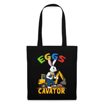 Lustiger Ostern Spruch Osterhase Baggerfahrer - Stoffbeutel - Schwarz - Vorne