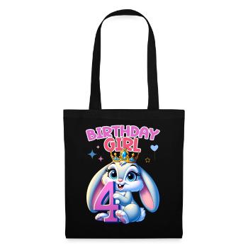 Anniversaire Fille, Anniversaire Enfants, 4 Ans, Fille - Sac en tissu - noir - Devant