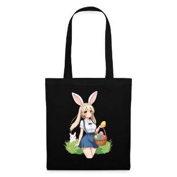 Anime Ostern Kawaii Osterhase Manga Mädchen Otaku - Stoffbeutel - Schwarz - Vorne
