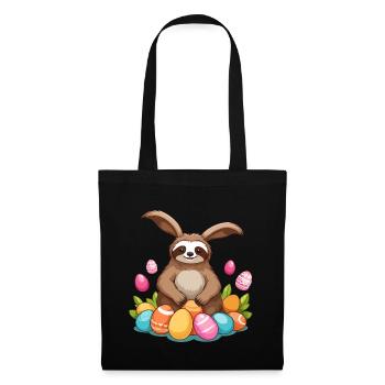 Drôle de paresseux lapin de Pâques emblématique Pâques - Sac en tissu - noir - Devant