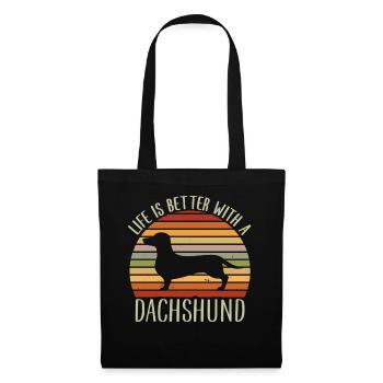 La vie est meilleure avec un teckel - Teckel drôle - Sac en tissu - noir - Devant