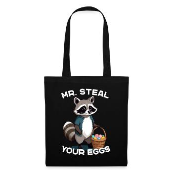 Lustiger Eier Dieb Waschbär Osterhasen Design - Stoffbeutel - Schwarz - Vorne
