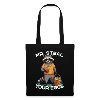 Drôle de raton laveur oeufs voleur mignon design - Sac en tissu - noir - Devant
