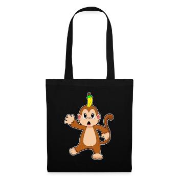 Affe Banane  - Stoffbeutel - Schwarz - Vorne