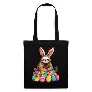 Lustiges Faultier Osterhase Ikonisches Ostern - Stoffbeutel - Schwarz - Vorne