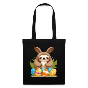 Lustiges Faultier Osterhase Ikonisches Ostern - Stoffbeutel - Schwarz - Vorne