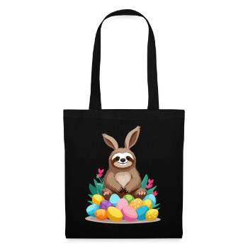 Lustiges Faultier Osterhase Süßes Ikonisches - Stoffbeutel - Schwarz - Vorne