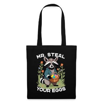 Lustiger Eier Dieb Waschbär Osterhasen Design - Stoffbeutel - Schwarz - Vorne