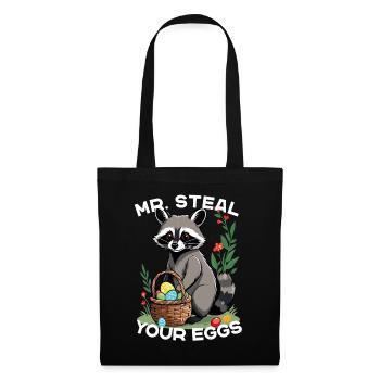 Lustiger Eier Dieb Waschbären Osterhasen Design - Stoffbeutel - Schwarz - Vorne