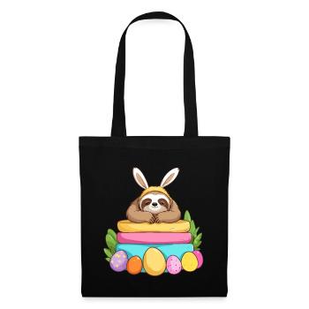 Lustiges Faultier Osterhase Ikonisches Ostern - Stoffbeutel - Schwarz - Vorne