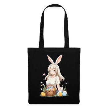 Anime Ostern Kawaii Osterhase Manga Mädchen Otaku - Stoffbeutel - Schwarz - Vorne