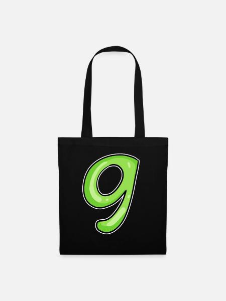 Numéro 9 - Neuf - 9 Motif Vert Vert Clair - Sac en tissu - noir
