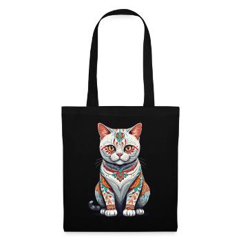 Chat Mexique Sugar Skull Streetwear Esthétique - Sac en tissu - noir - Devant