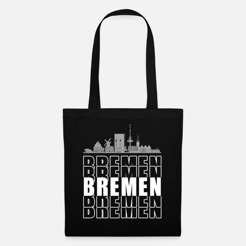 Bremen Hansestadt Silhouette Skyline - Stoffbeutel - Schwarz