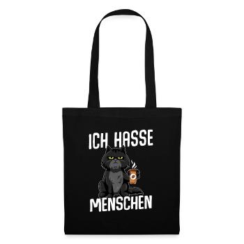 Cat I Hate People BLACK - Tote Bag - black - Front