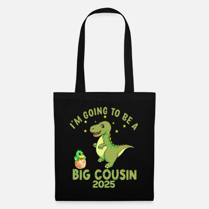 Ich werde ein großer Cousin sein Dinosaurier süßes T-Shirt - Stoffbeutel - Schwarz