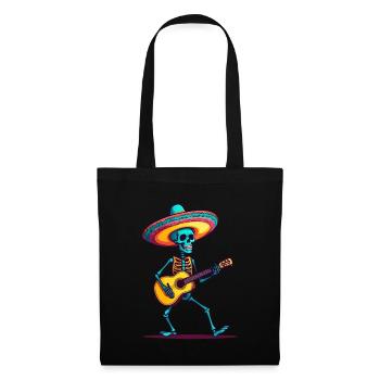 Mexican mariachi skeleton guitarist - Tote Bag - black - Front