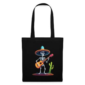 Mexican Mariachi Skeleton Guitarist Fiesta - Tote Bag - black - Front