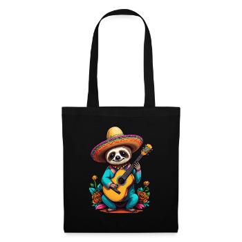 Faultier Mexikanischer Mariachi Gitarrenspieler - Stoffbeutel - Schwarz - Vorne