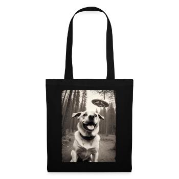 Hunde Selfie mit Außerirdischem Raumschiff Design - Stoffbeutel - Schwarz - Vorne