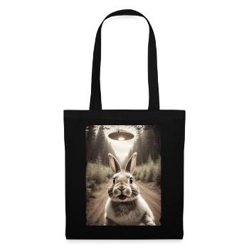Funny Bunny Selfie Alien Spaceship - Tote Bag - black - Front