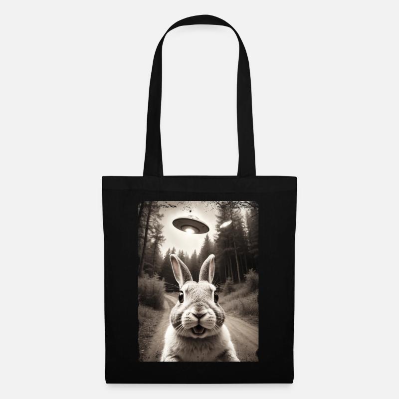 Lapin Drôle Selfie Vaisseau spatial extraterrestre - Sac en tissu - noir